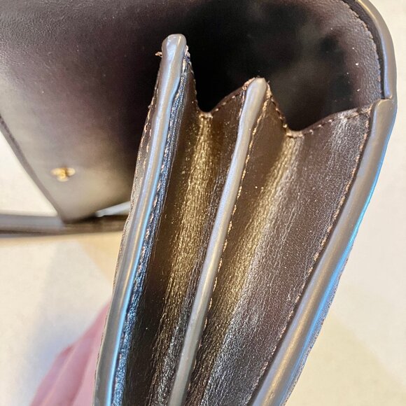 TORY BURCH Britten Woven Flap Wallet Wristlet - Deep Brown - Picture 7 of 15